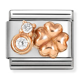 Nomination Composable Classic Link 430305/52 Lucky Clover with CZ in 9K Rose Gold